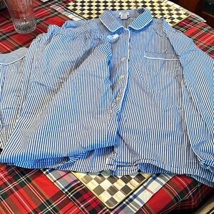 J. Crew Blue and White Striped Pajama Set